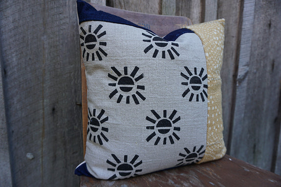 Abril - Blockprint, African Mudcloth and Vintage Indigo Pillow