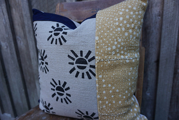 Abril - Blockprint, African Mudcloth and Vintage Indigo Pillow