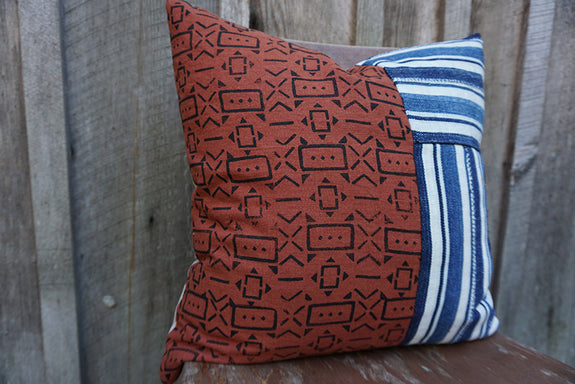 Alora - Blockprint and Vintage African Indigo Pillow