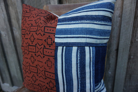 Alora - Blockprint and Vintage African Indigo Pillow