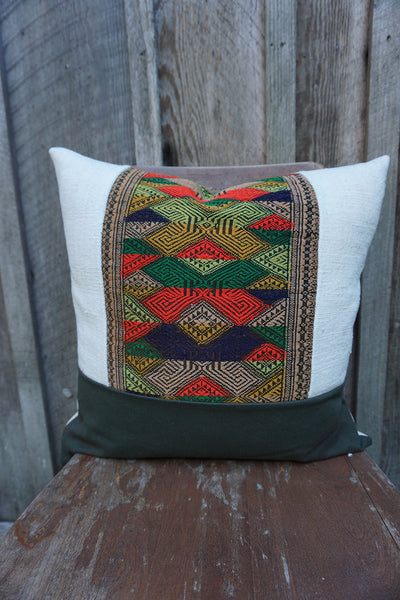 Chana - Vintage Laotian Silk with African Cotton Pillow