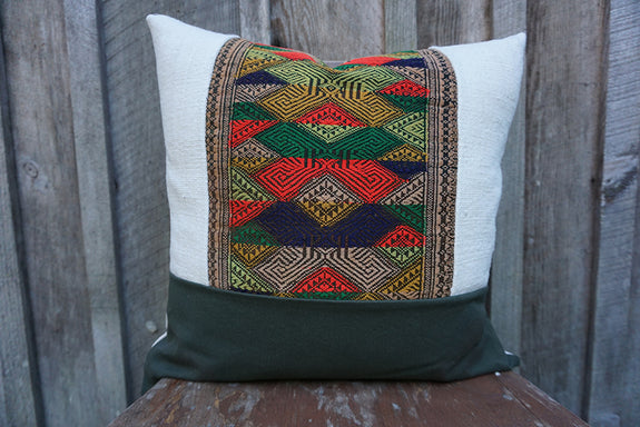 Chana - Vintage Laotian Silk with African Cotton Pillow