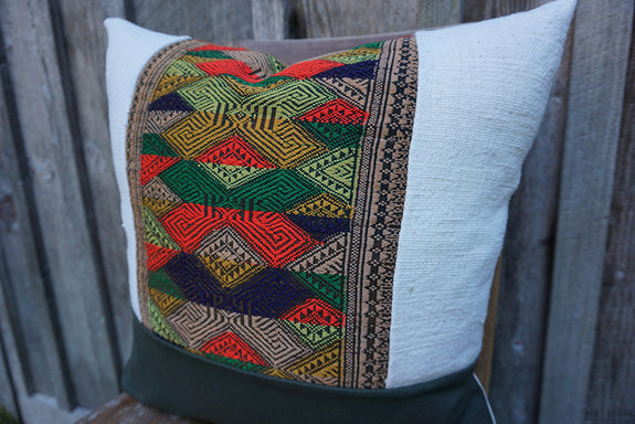 Chana - Vintage Laotian Silk with African Cotton Pillow