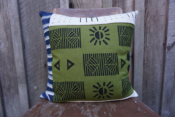Wilder - Blockprint with African Mudcloth and Vintage Indigo Pillow