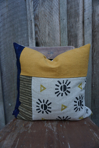 Nala - Blockprint and Vintage African Indigo and Mudcloth Pillow