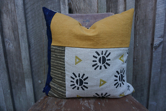 Nala - Blockprint and Vintage African Indigo and Mudcloth Pillow
