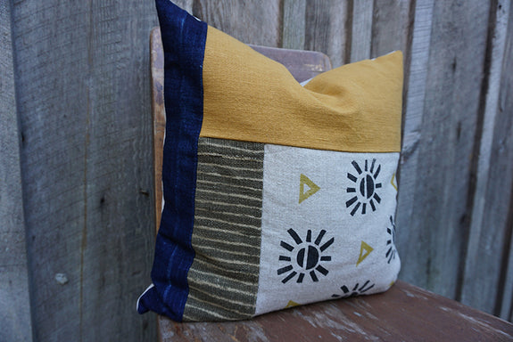 Nala - Blockprint and Vintage African Indigo and Mudcloth Pillow