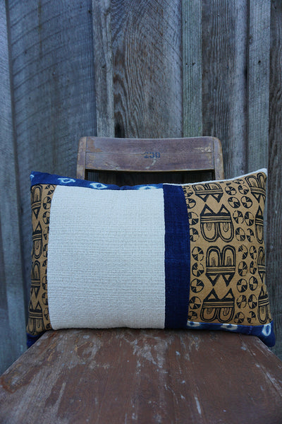 Elizabeth - Blockprint and Vintage African Indigo Pillow