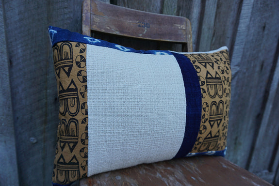 Elizabeth - Blockprint and Vintage African Indigo Pillow