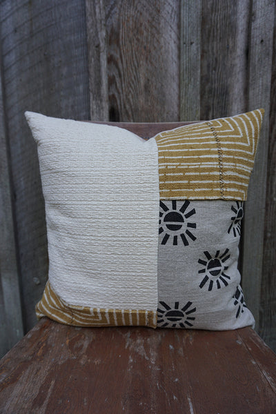 Silas - Blockprint and African Mudcloth Pillow