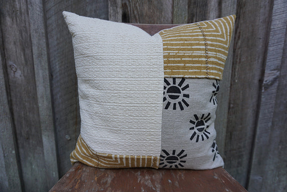 Silas - Blockprint and African Mudcloth Pillow