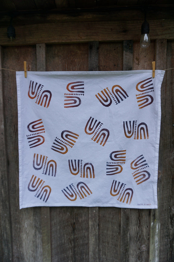 Blockprinted Tea Towel - White