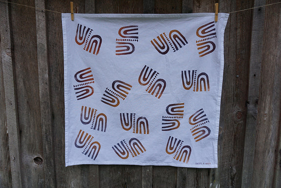 Blockprinted Tea Towel - White