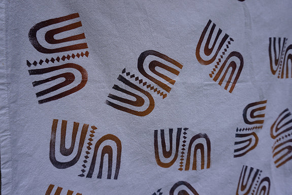 Blockprinted Tea Towel - White
