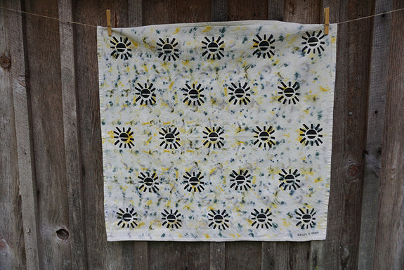 Naturally Dyed + Blockprinted Tea Towel - Multi