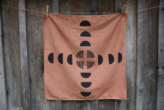 Naturally Dyed + Blockprinted Organic Cotton Bandana - Terracotta
