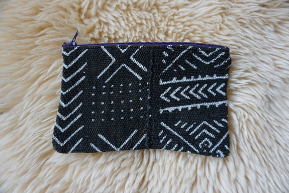 Zippered Pouch made from African Mudcloth - #317