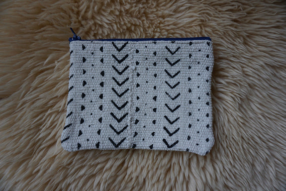 Zippered Pouch made from African Mudcloth - #324