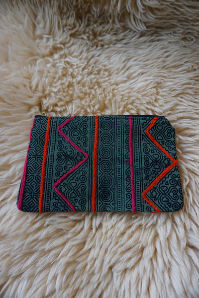 Zippered Pouch made from Hmong Textile - #331