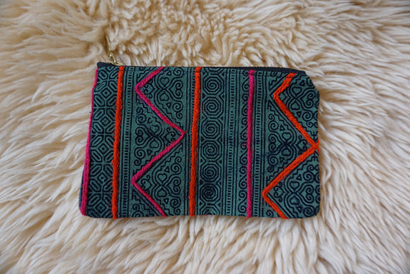 Zippered Pouch made from Hmong Textile - #331