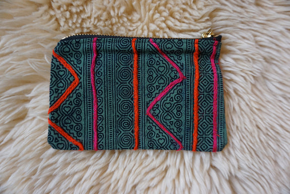 Zippered Pouch made from Hmong Textile - #331