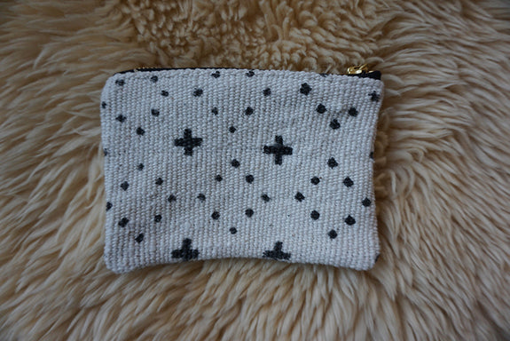 Zippered Pouch made from African Mudcloth/Indigo - #315
