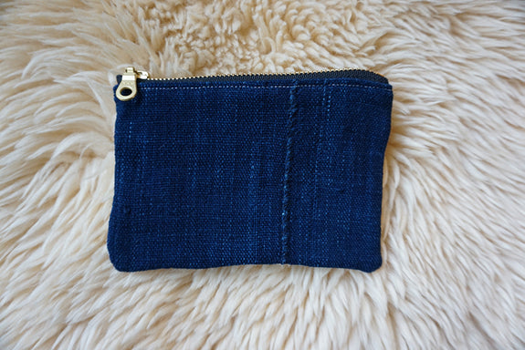 Zippered Pouch made from African Mudcloth/Indigo - #315
