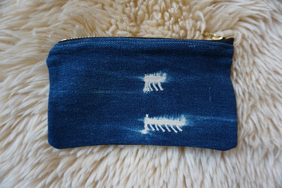 Zippered Pouch made from Vintage African Indigo - #311