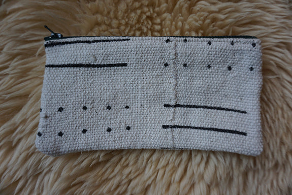 Zippered Pouch made from African Mudcloth - #325
