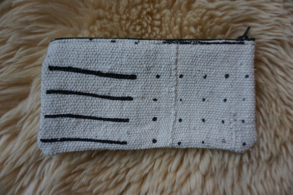 Zippered Pouch made from African Mudcloth - #325