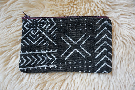 Zippered Pouch made from African Mudcloth - #319