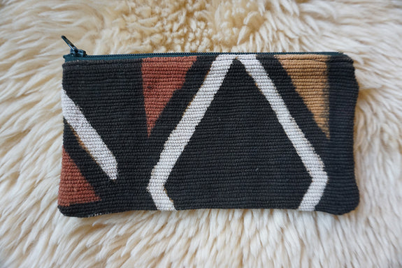 Zippered Pouch made from African Mudcloth - #327