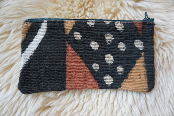 Zippered Pouch made from African Mudcloth - #327