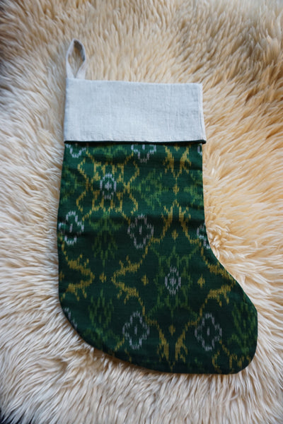 Stocking made from Indonesian Ikat - Green