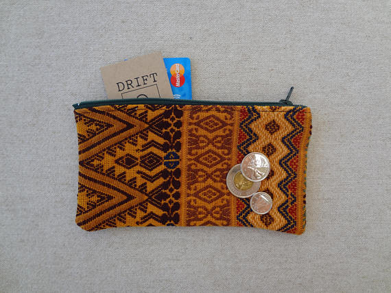 Colourful Zippered Pouch made from a Hand Woven Oaxacan Textile - #114