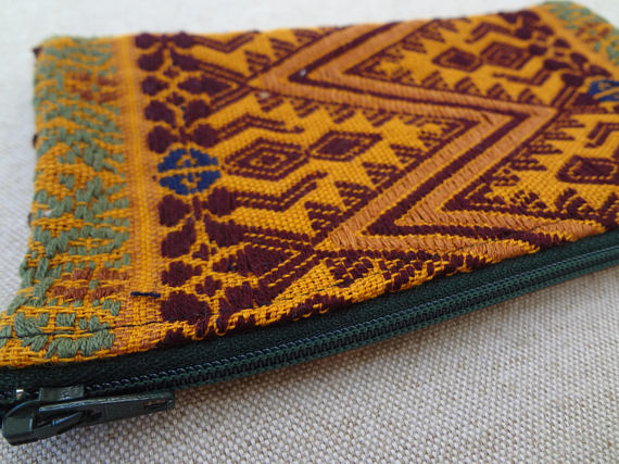 Colourful Zippered Pouch made from a Hand Woven Oaxacan Textile - #114