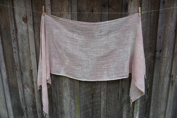 Hand Dyed Organic Cotton Scarf with Tassels - Light Pink
