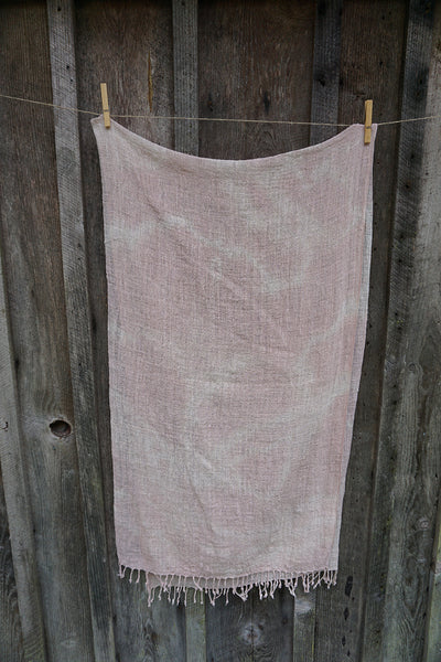Hand Dyed Organic Cotton Scarf with Tassels - Light Pink