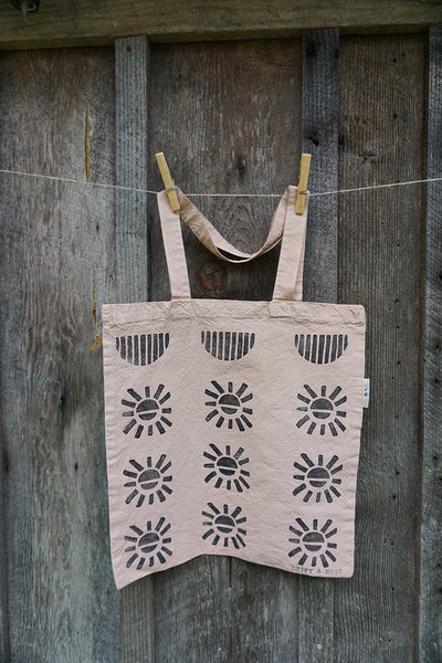 Naturally Dyed + Blockprinted Organic Cotton Tote Bag - Light Pink