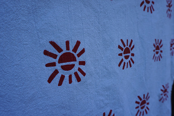 Blockprinted Tea Towel - White/Red