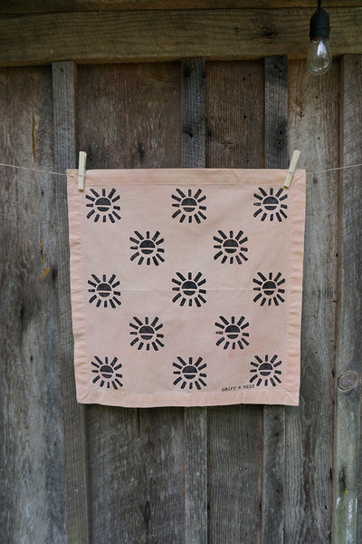 Naturally Dyed + Blockprinted Set/2 Napkins - Pink