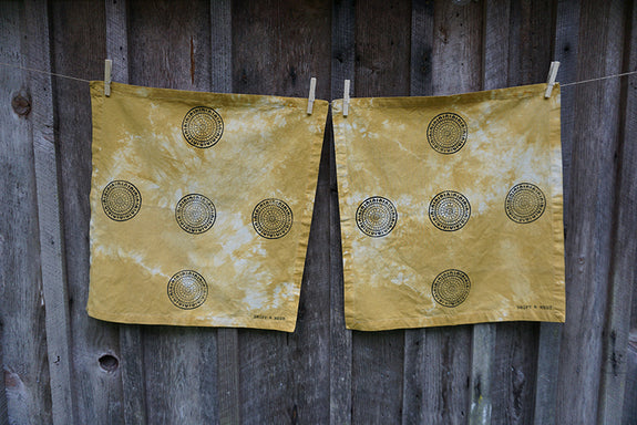 Naturally Dyed + Blockprinted Set/2 Napkins - Yellow