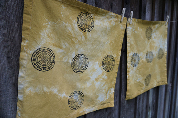 Naturally Dyed + Blockprinted Set/2 Napkins - Yellow