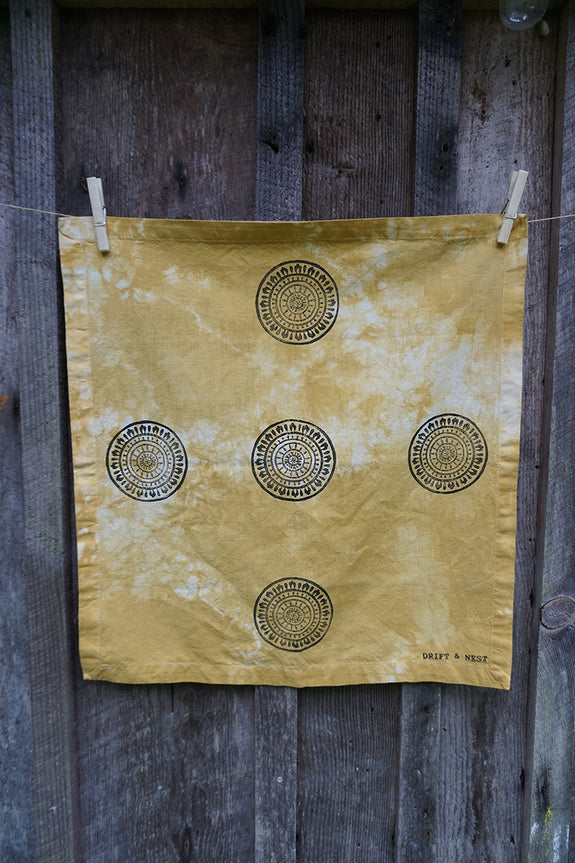 Naturally Dyed + Blockprinted Set/2 Napkins - Yellow