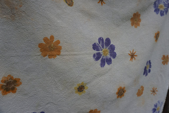Naturally Dyed Tea Towel - Flowers