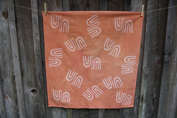 Naturally Dyed + Blockprinted Tea Towel - Terracotta