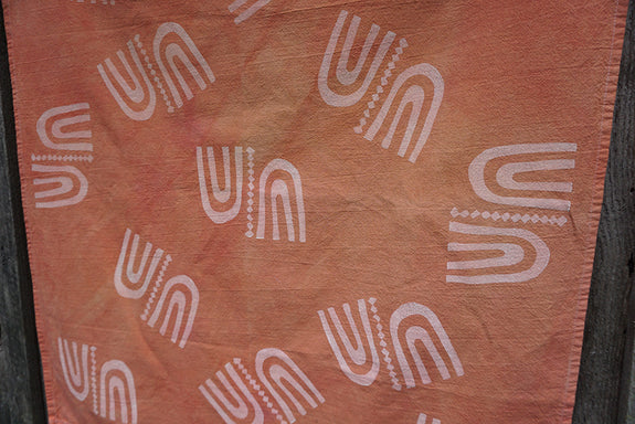 Naturally Dyed + Blockprinted Tea Towel - Terracotta