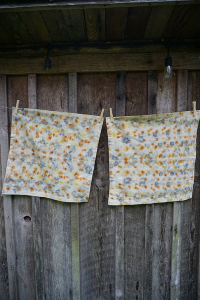 Naturally Dyed Set/2 Napkins - Purple/Orange/Yellow