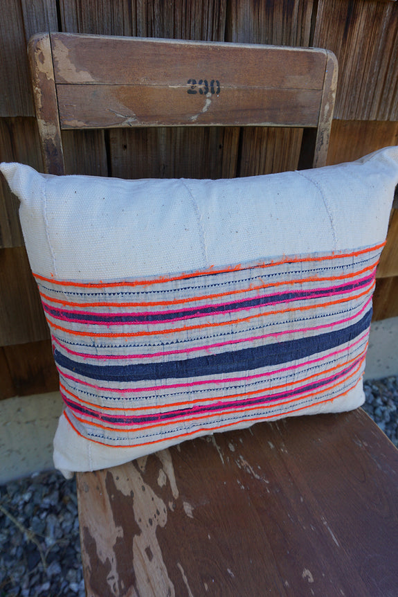 Portia - Vintage Hmong Textile + African Cotton Pillow