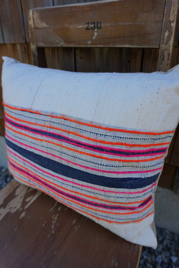 Portia - Vintage Hmong Textile + African Cotton Pillow